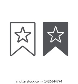 Favourites line and glyph icon, mark and favorite, bookmark with star sign, vector graphics, a linear pattern on a white background, eps 10.