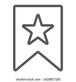 Favourites line icon, mark and favorite, bookmark with star sign, vector graphics, a linear pattern on a white background, eps 10.