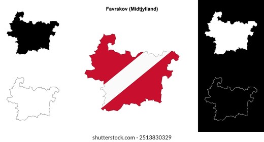 Mapa de favrskov do município delineado