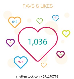 Favs & likes vector illustration. Beautiful thin line illustration, which can be used in your webdesign.
