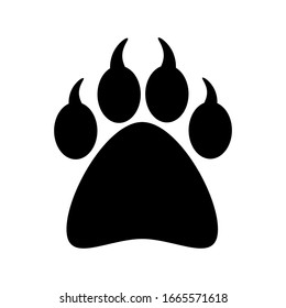 Faw print icons in flat style. Paws and black cat dogs. Animal footprint symbol with a white background for your website design, logo, application, UI Vector
