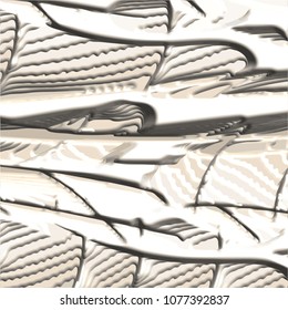 fawn beige abstract 3D wave pattern with embossed curved ornaments and lines, vector illustration