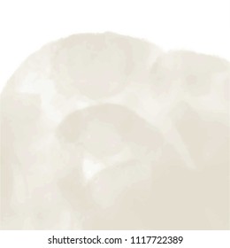 fawn beige watercolor cloudscape pattern with curved elements on white background, vector illustration