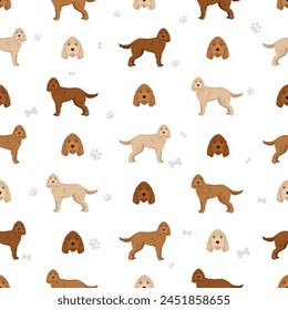 Fawn Brittany Griffon seamless pattern. Different coat colors set.  Vector illustration