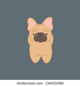 Fawn Coat French Bulldog Lifting His Arms Cartoon Dog Vector Illustration