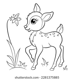 Fawn. Coloring book for children. Vector illustration. - Shutterstock ID 2281375885