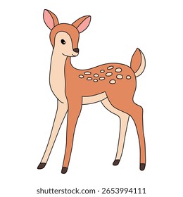 A Fawn coloring pages for kids. Trace and color fawn. A cute fawn animal vector. Fun activity coloring fawn animal for Kindergarten and preschool printable for kids. Forest animals.