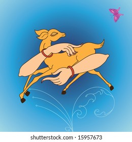 Fawn (ciervo) sintiéndose seguro, amado y descansando en manos de las mujeres