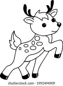 fawn, deer, vector black and white image