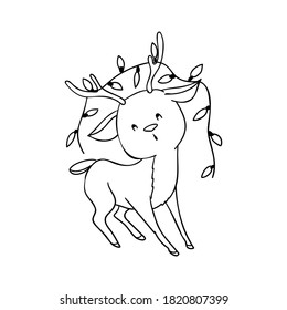 fawn with a garland on the horns