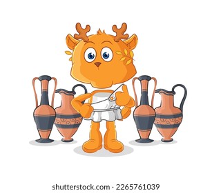 the fawn with greek clothing. cartoon mascot vector