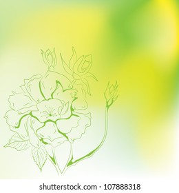 Fawn with handwritten flowers. Vector.