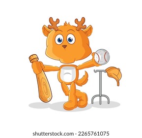 the fawn playing baseball mascot. cartoon vector