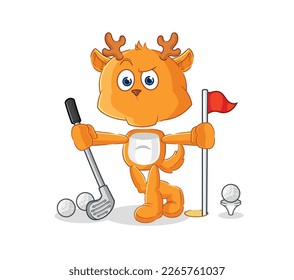 the fawn playing golf vector. cartoon character