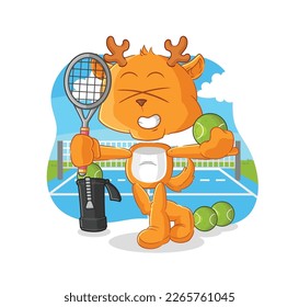 the fawn plays tennis illustration. character vector