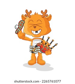 the fawn scottish with bagpipes vector. cartoon character