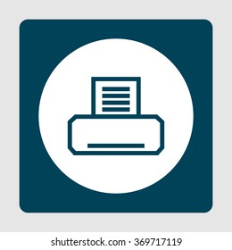 Fax blue icon on button style background with circle in center