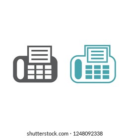 The fax device for information transfer. Set of two vector icons. Flat design