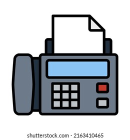 Faxsymbol. Bearbeitbare, fette Rahmenlinie mit Farbfülldesign. Vektorgrafik.