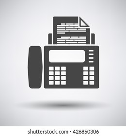 Fax icon on gray background with round shadow. Vector illustration.