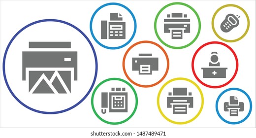 fax icon set. 9 filled fax icons.  Simple modern icons about  - Printer, Fax, Reception, Walkie