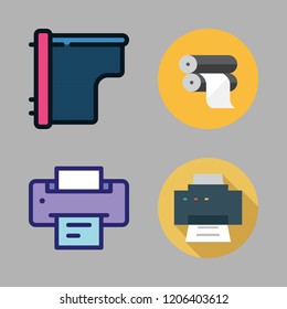 fax icon set. vector set about paper roll, printers and printer icons set.