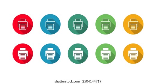 Fax Icon set vector illustration with long shadow. Communication Sign