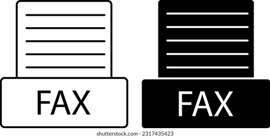 Fax icon sheet, simple trendy flat style line and solid Isolated vector illustration on white background.