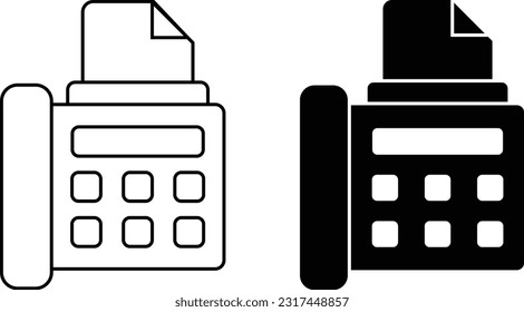 Faxsymbol, einfache, trendige, flache Linie und solide einzelne Vektorgrafik auf weißem Hintergrund.