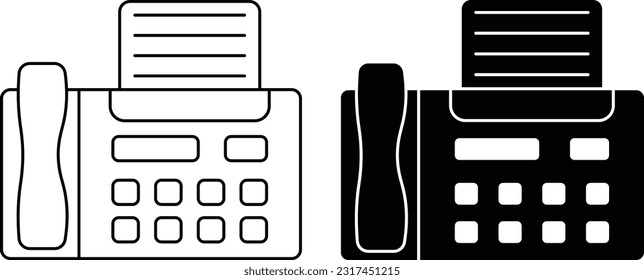 Fax icon sheet, simple trendy flat style line and solid Isolated vector illustration on white background.