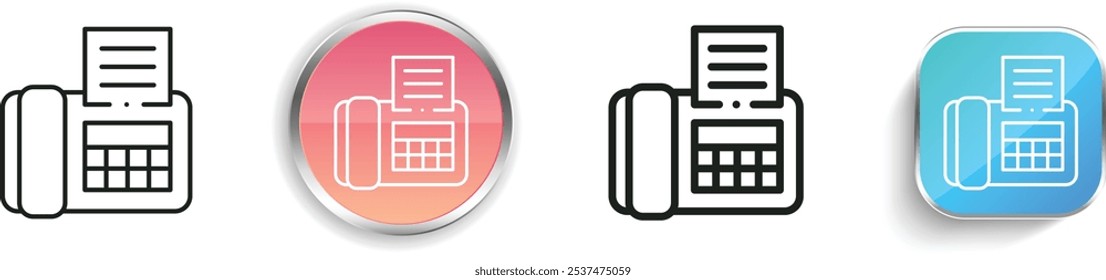 fax icon. Thin Linear, Regular and Button Style Design Isolated On White Background