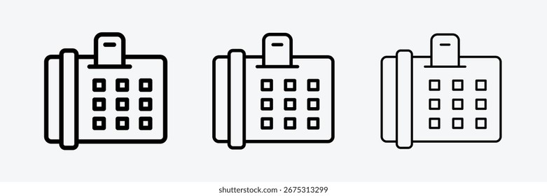 Ilustración vectorial de íconos de fax con trazo en negrita, ligero y delgado.	
