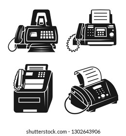 Fax icons set. Simple set of fax vector icons for web design on white background