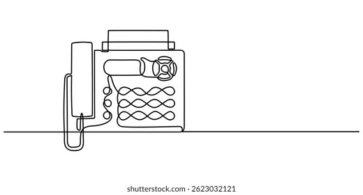 ícone de máquina de fax desenho contínuo de uma linha, ícone de linha de máquina de fax, ícone de linha de fax, impressora Um desenho de linha em fundo branco, desenho mínimo de impressora digital para o estilo de negócios da empresa.