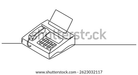 fax machine icon continuous one line drawing, Fax Machine line icon, Fax Line Icon, Printer One line drawing on white background, minimal drawing of digital printer for company business style.