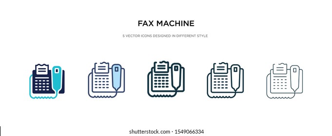 fax machine icon in different style vector illustration. two colored and black fax machine vector icons designed in filled, outline, line and stroke style can be used for web, mobile, ui