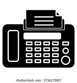 Fax machine icon in modern silhouette style design. Vector illustration isolated on white background.