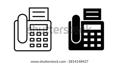 Fax machine icon set, collection of vector icons.