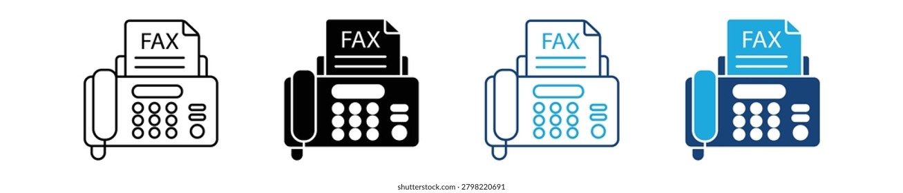 Fax machine icon set , Outline Vector illustration.