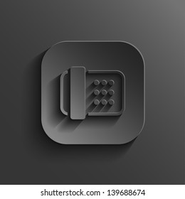 Fax machine icon - vector black app button with shadow