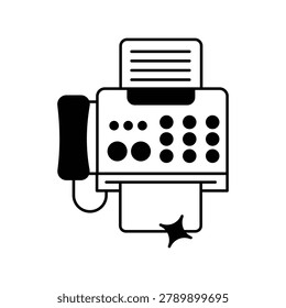 Fax Machine icon with white background vector stock illustration