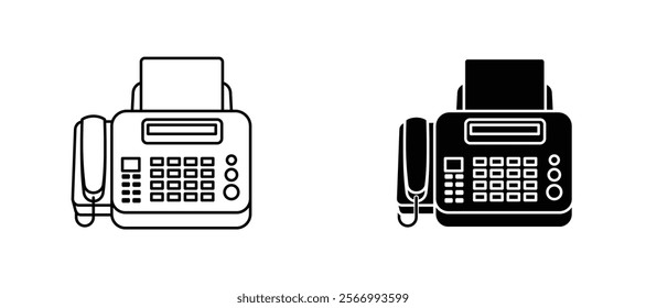 Fax machine icons in outline and fill. vector illustration for ui.