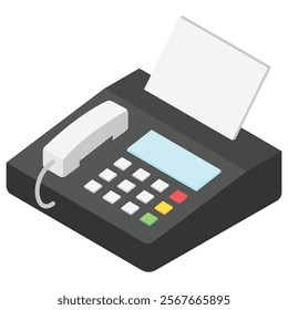 Fax Machine isometric 3d, Vector EPS 10 for print, digital UI, UX kit, web, app for business, electronic, smart home, technology