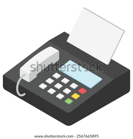 Fax Machine isometric 3d, Vector EPS 10 for print, digital UI, UX kit, web, app for business, electronic, smart home, technology