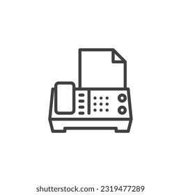 Fax machine line icon. linear style sign for mobile concept and web design. Office fax outline vector icon. Symbol, logo illustration. Vector graphics