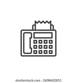 Fax machine line icon. linear style sign for mobile concept and web design. Telephone with fax outline vector icon. Document transmission symbol, logo illustration. Vector graphics