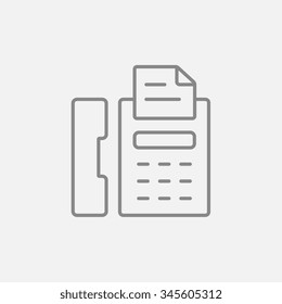 Ícone de linha de máquina de fax para web, celular e infográficos. Ícone de cinza escuro de vetor isolado no plano de fundo cinza claro.