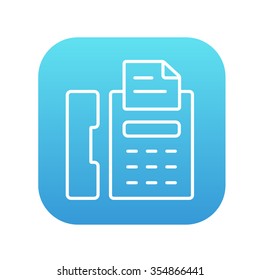 Fax machine line icon for web, mobile and infographics. Vector white icon on the blue gradient square with rounded corners isolated on white background.