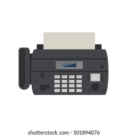 Fax Machine Office Phone Equipment Telephone. Digital Fax Receiver. Communication Technology Vector.