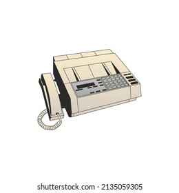  Fax Machine or Office Telephone Vector Cartoon